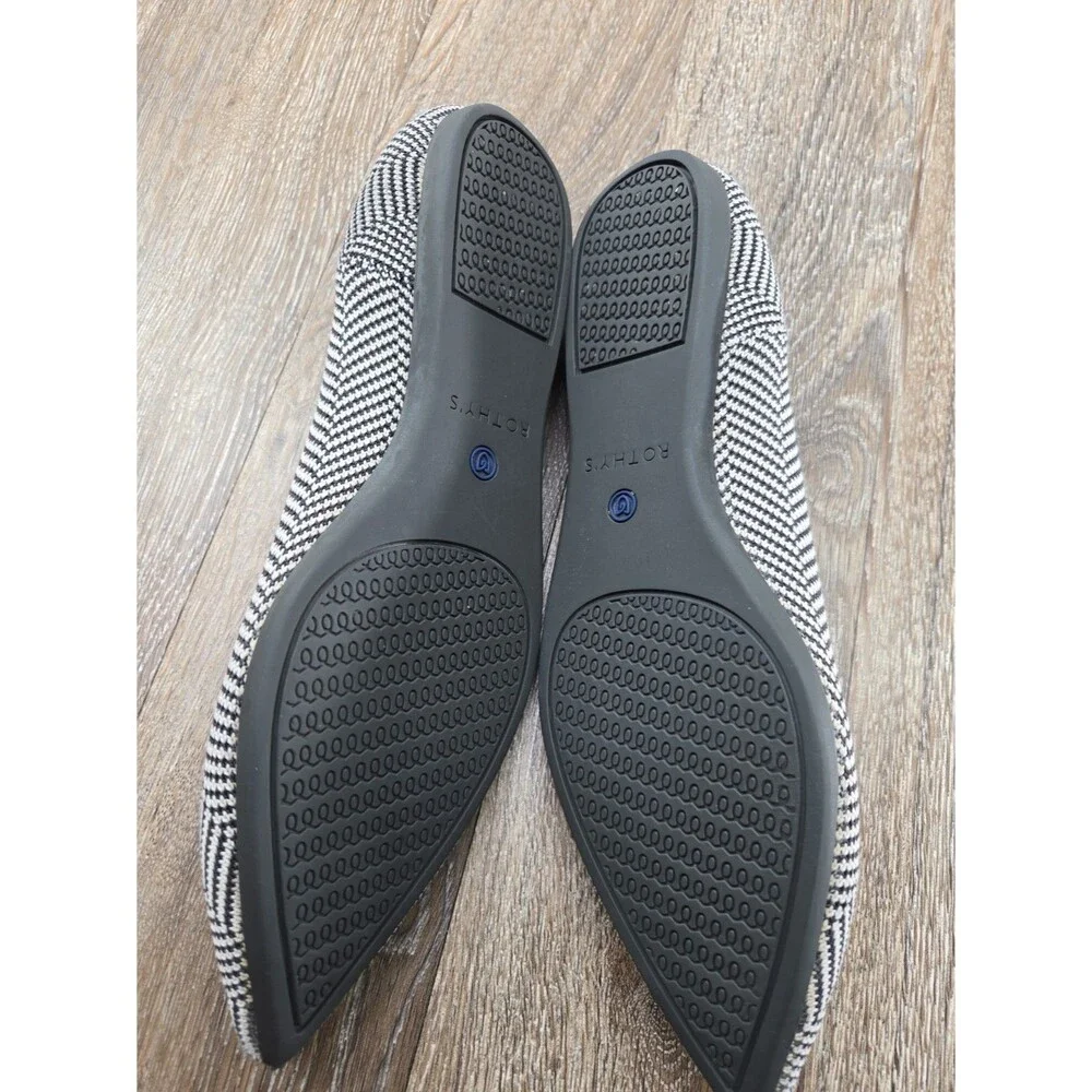Rothy's The Point Flats Gray Grey Herringbone  Women's Size 8